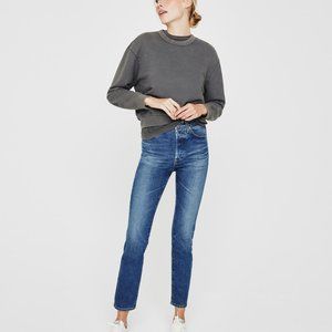 AG jeans Alexxis high-rise vintage slim, button-fly medium wash denim